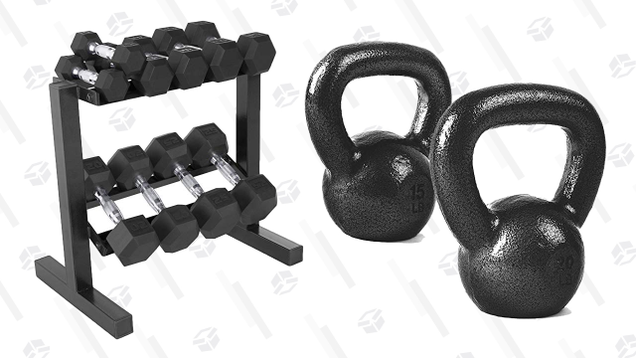 CAP Barbell Cast Iron Kettlebell 15+20 Pound Set | $35 | Amazon CAP Barbell 150-lb Rubber Hex Dumbbell Weight Set | $162 | Amazon | Clip the $9 coupon